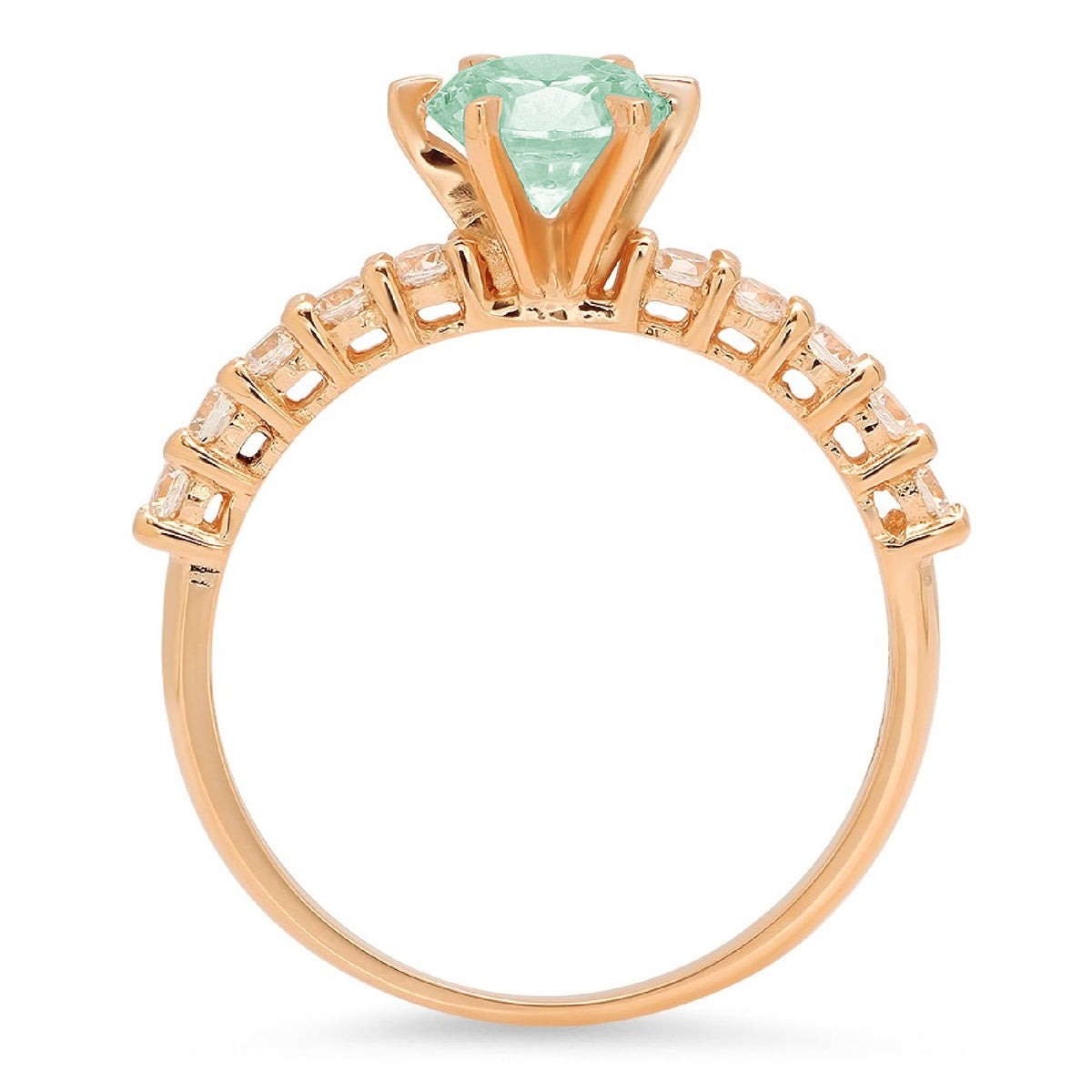 18k Yellow Gold Solitaire Ring with Accents H855