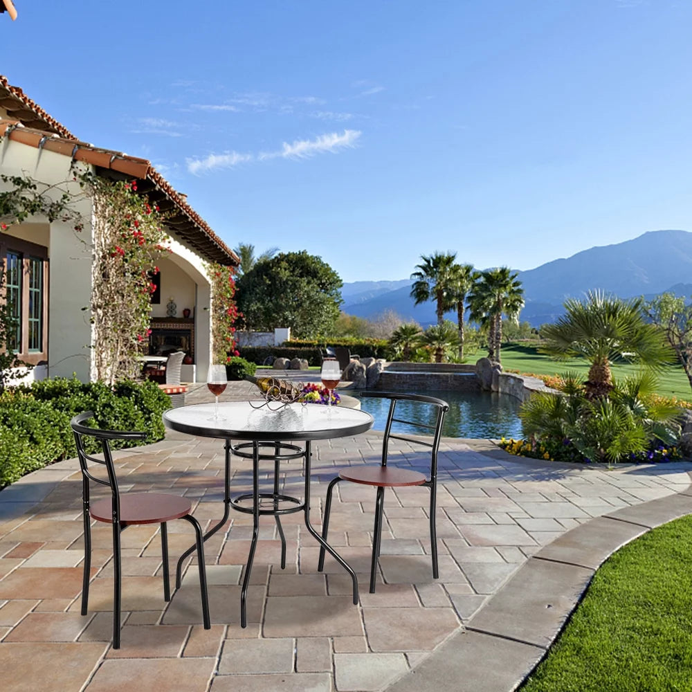 Round Glass Outdoor Dining Table X1794