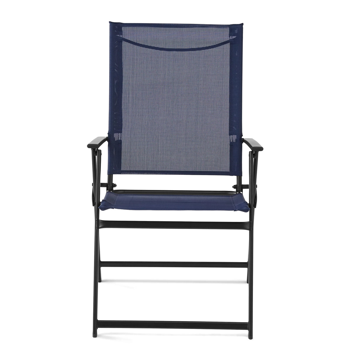 Black Steel and Sling Folding Outdoor Patio Armchair Set of 2 E530201