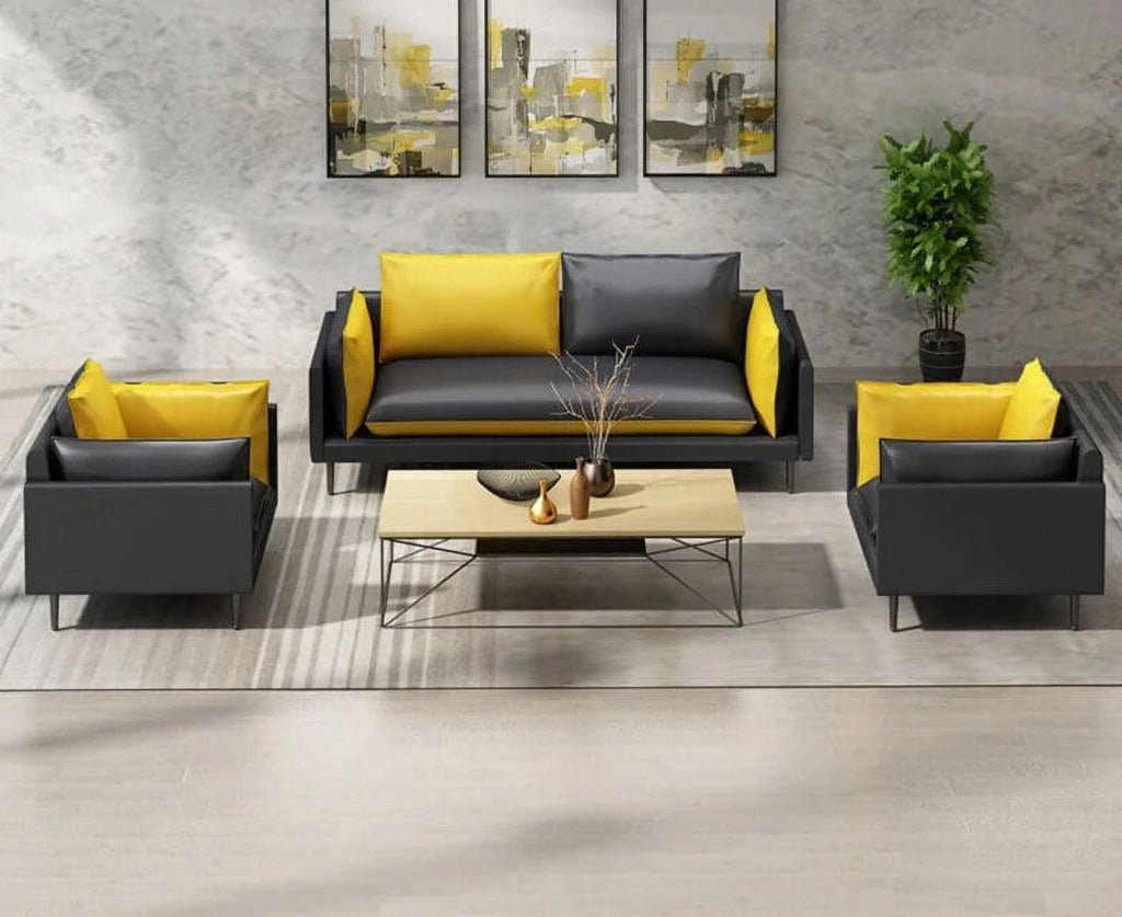 Leather Office Sofa Three Person Tea Table Combination Suit R29995