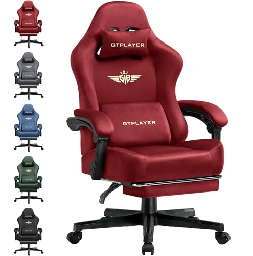 Black Fabric Ergonomic Gaming Chair with Footrest E897