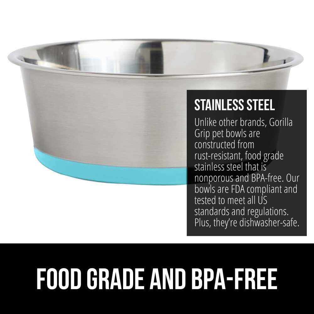 Stainless Steel Metal Dog Bowl Set of 2 with Rubber Base U330