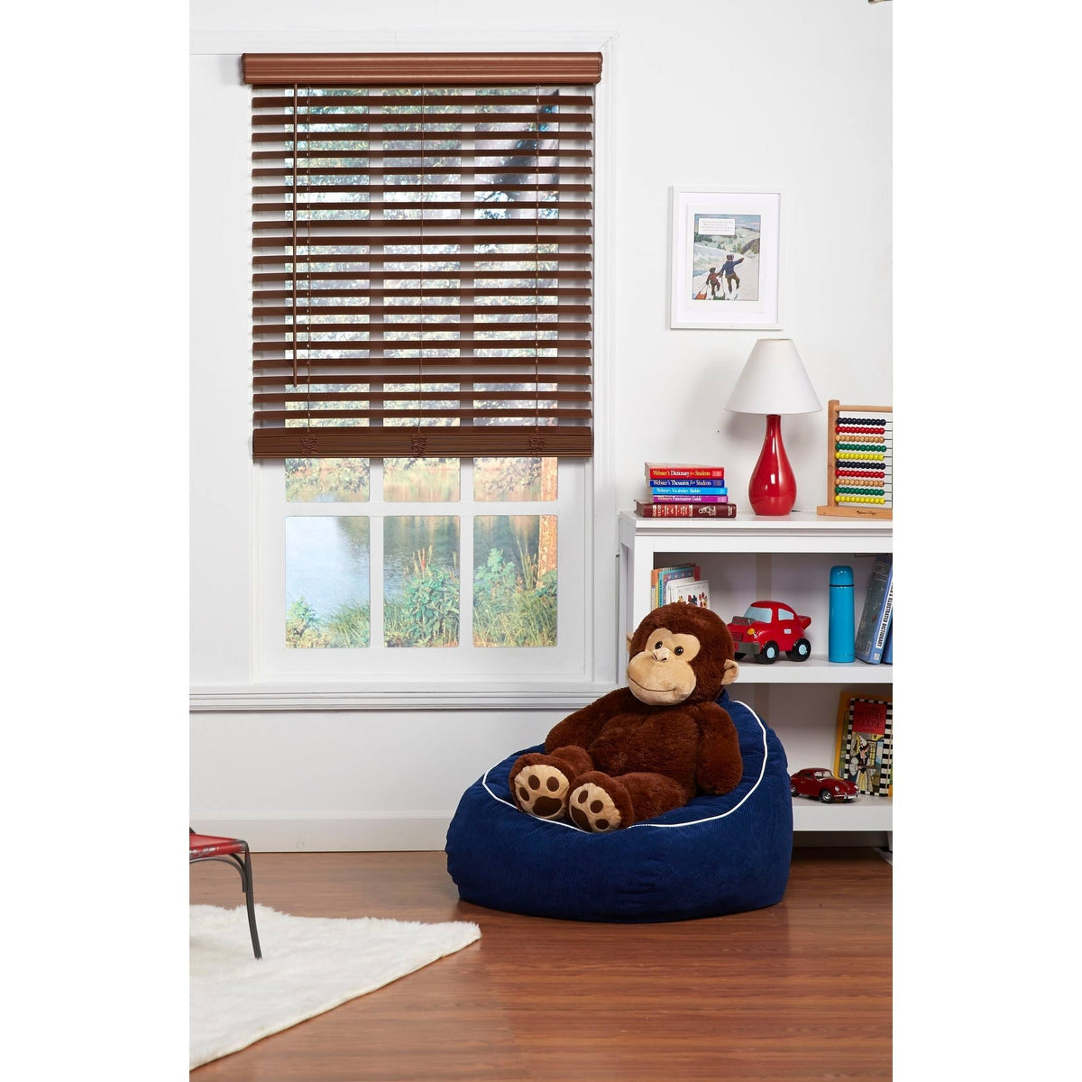 Dark Oak Cordless Faux Wood Blind G949