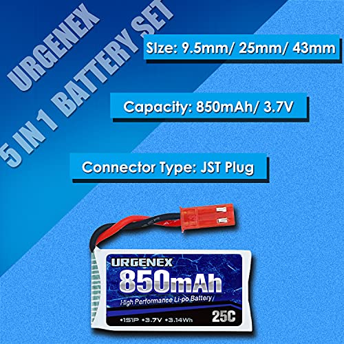 3.7V 850mah Rechargeable Lipo with JST Plug X5 Charger N238054
