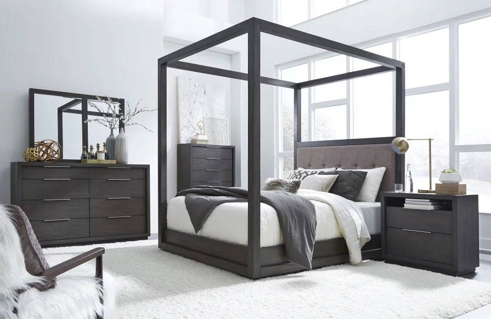 5 Piece Cal King Canopy Bedroom Set T9096