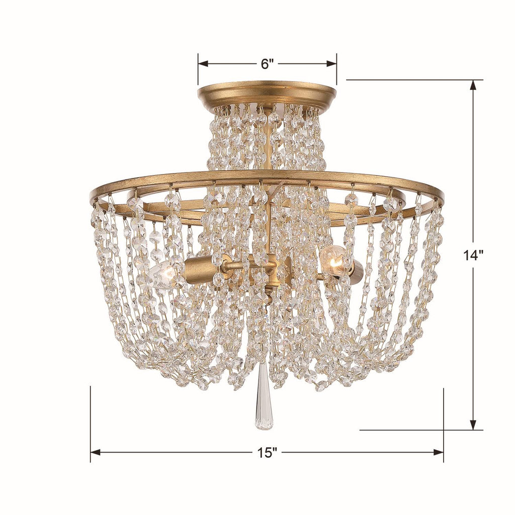 Antique Gold 3 Light Ceiling Mount H2013