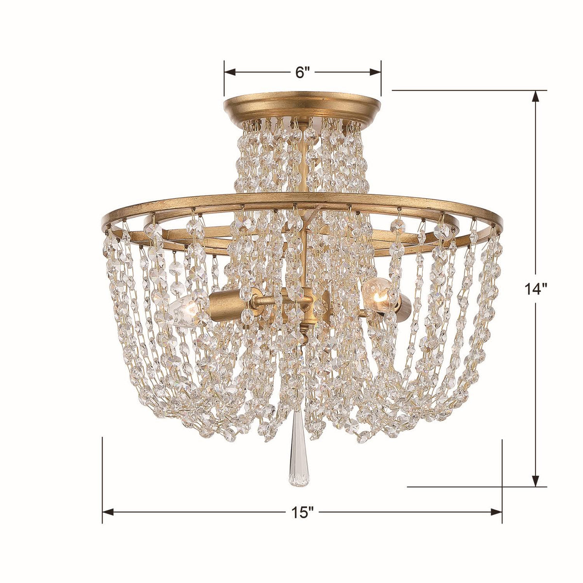 Antique Gold 3 Light Ceiling Mount H2013