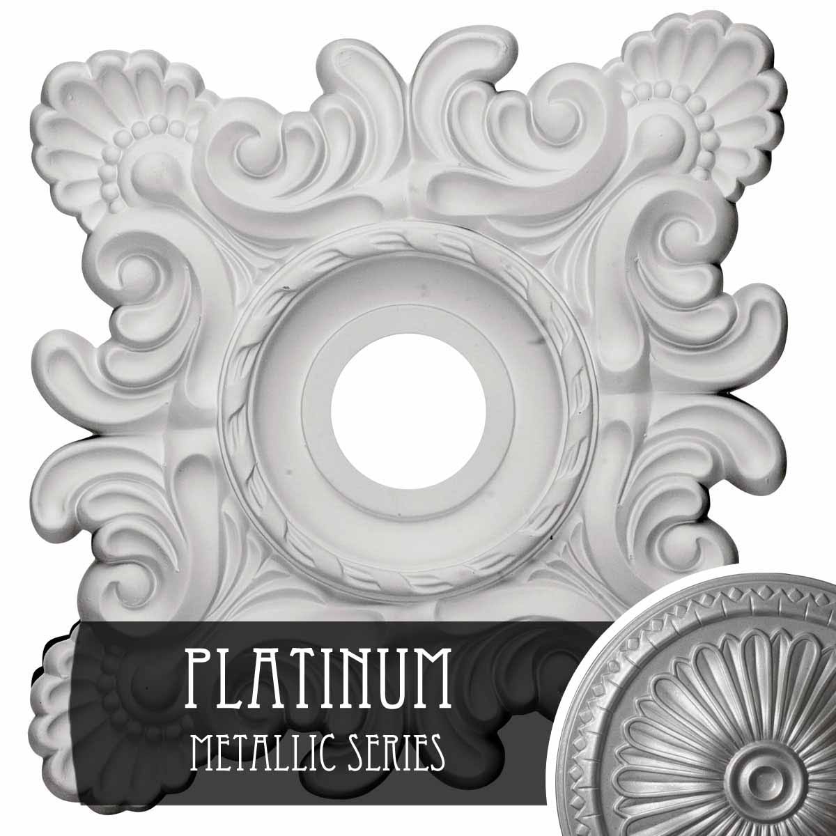 Crawley Ceiling Medallion Hand-Painted Platinum J138