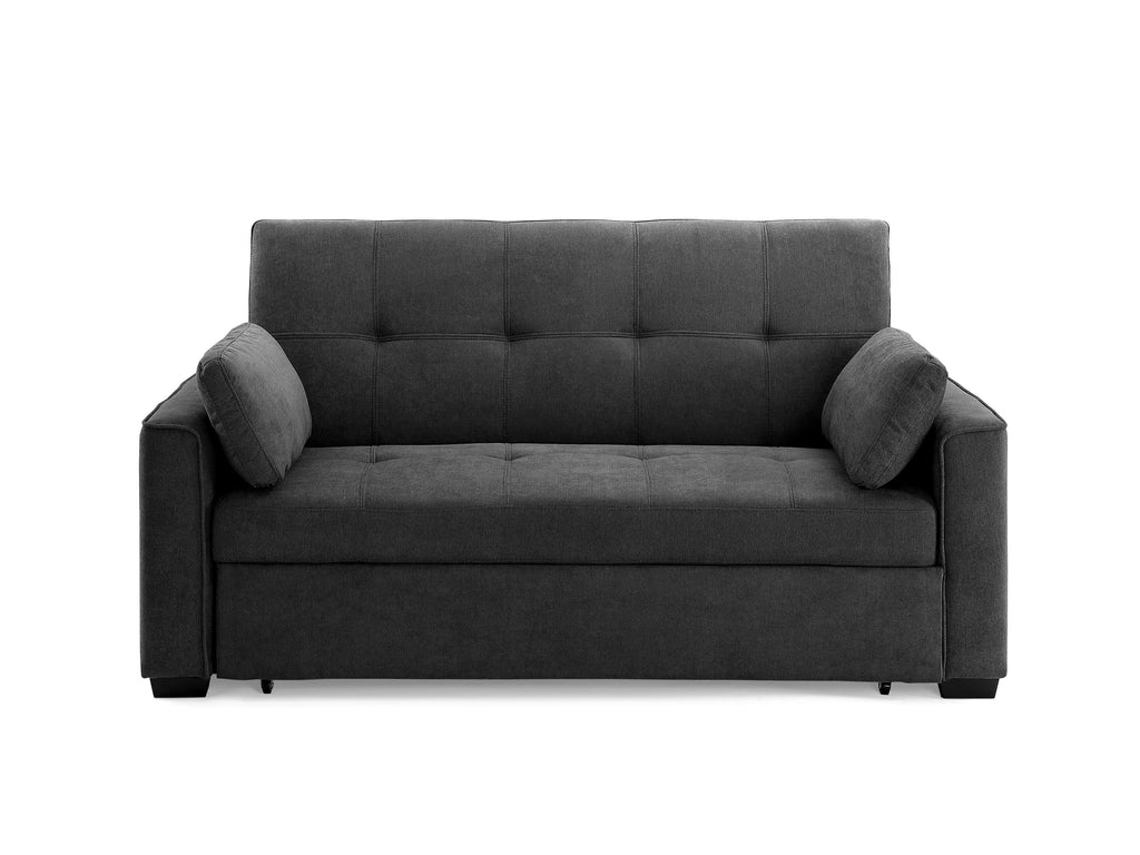 Charcoal Chenille Twin Size Sleeper Sofa with Accent Pillows U788762