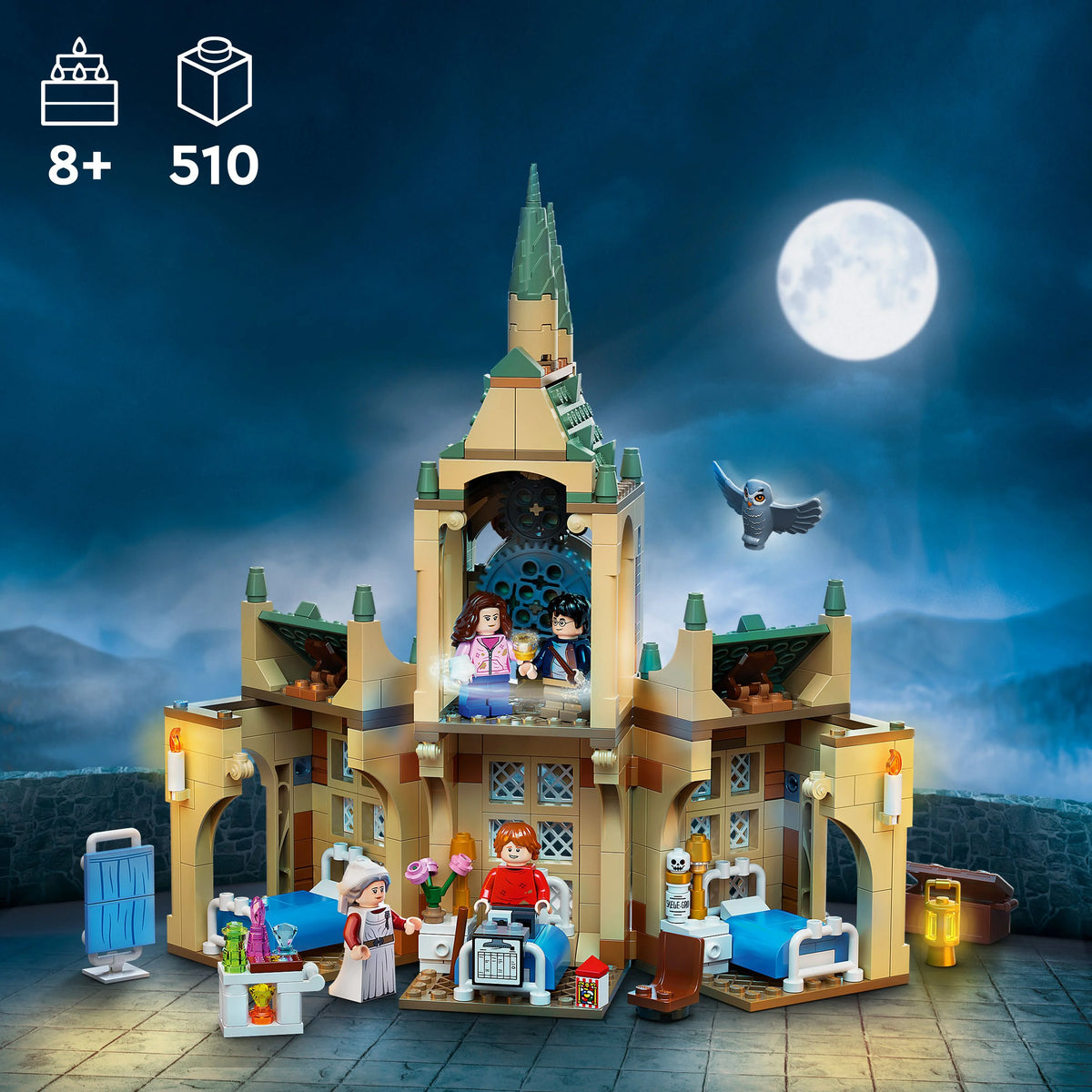 LEGO Harry Potter Hogwarts Hospital Wing 76398 Buildable Castle Toy with Clock Tower Minifigures X216259