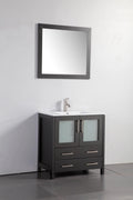 30 in. Single Sink Vanity Cabinet with Ceramic Sink & Mirror Espresso L581602