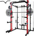 Multi-Functional Power Cage with LAT Pulldown System, Weight Bar, Landmine, Dip Bars Q415323