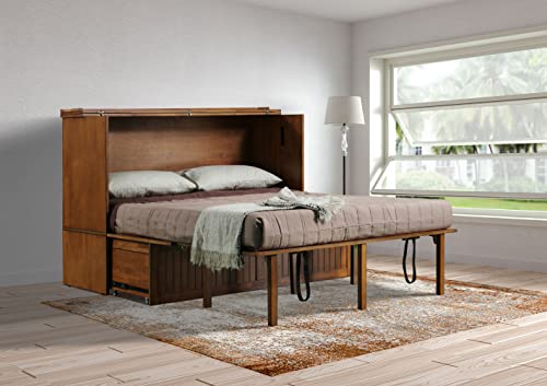 Queen Blonde Oak Murphy Cabinet Chest Bed H811990