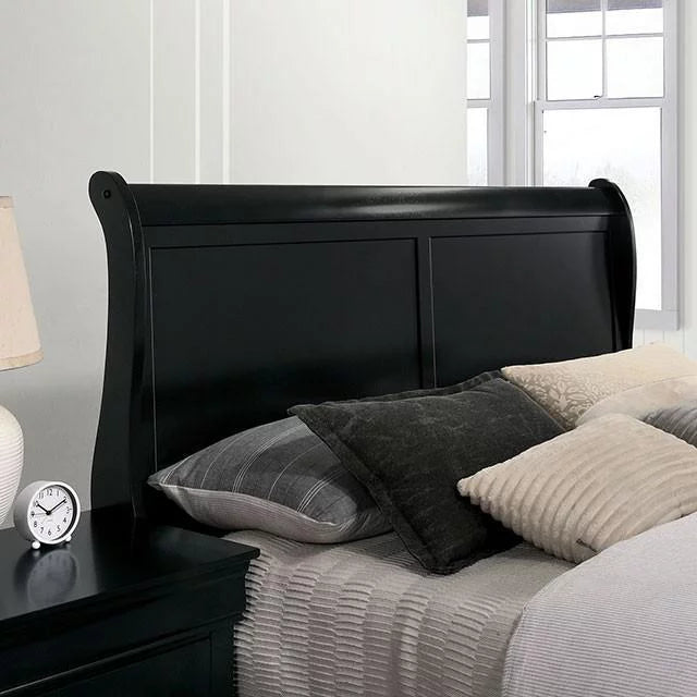 Black Solid Wood 5pcs Bedroom Set W42026