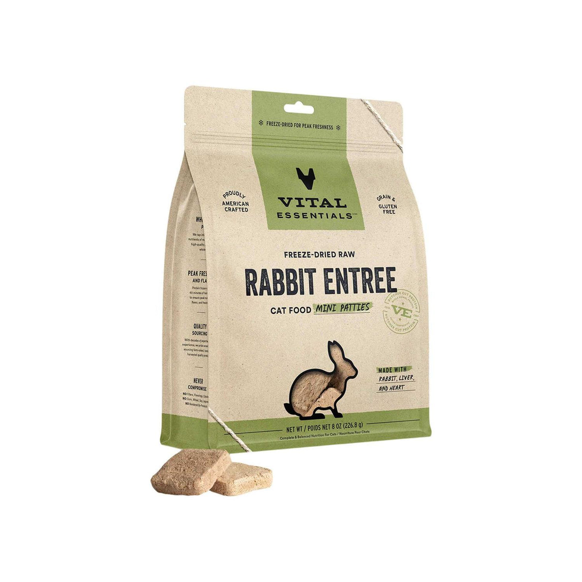 Freeze Dried Raw Rabbit Cat Food Mini Patties T652