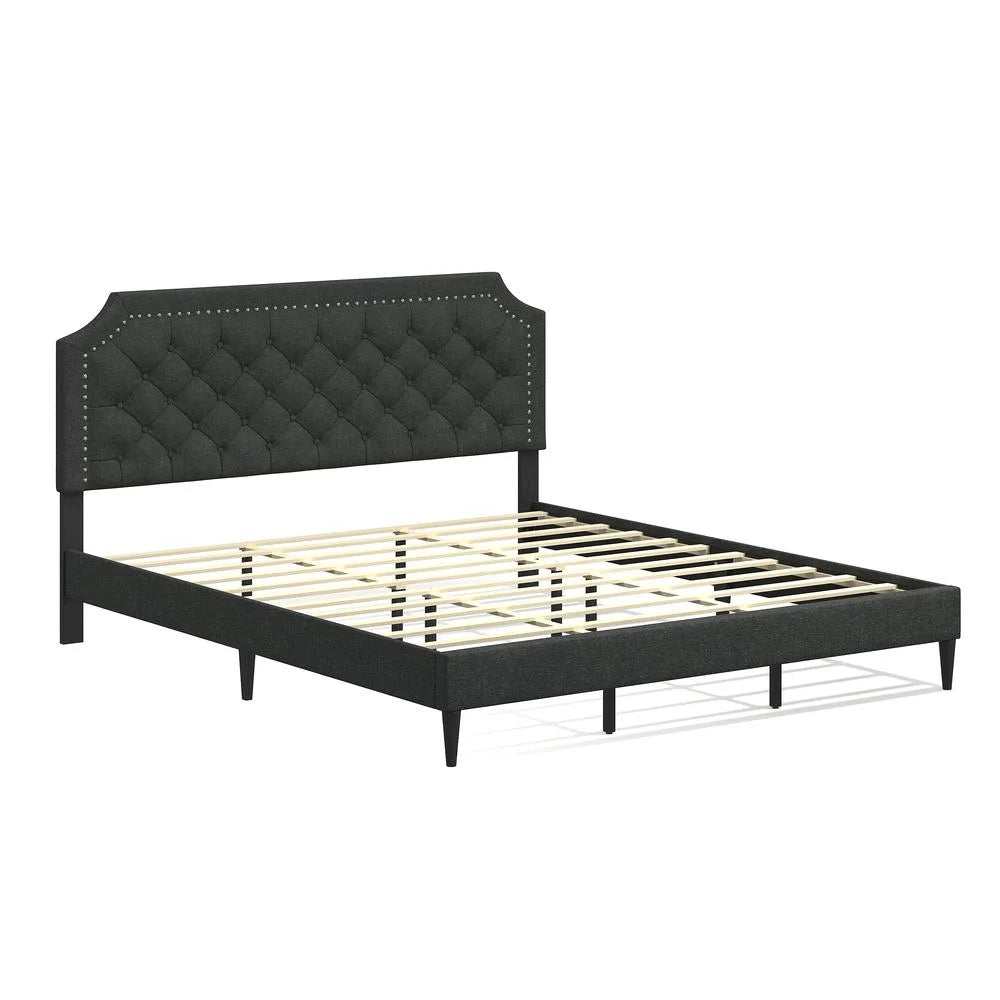 Gray California King Upholstered Platform Bed R103828