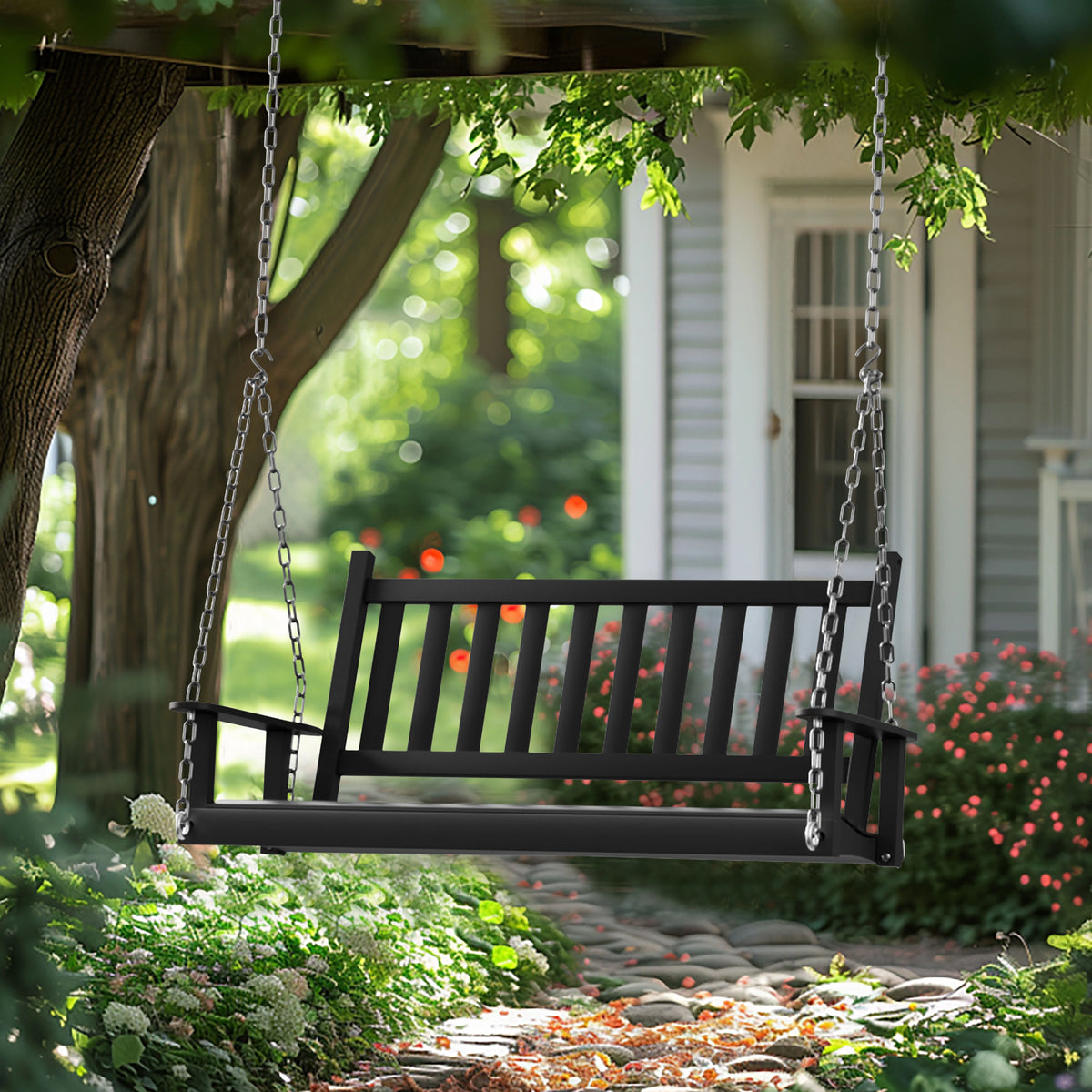 2-Seat Hanging Wooden Porch Swing I747038
