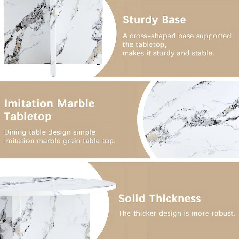 47 Inch Faux Marble Round Dining Table R974