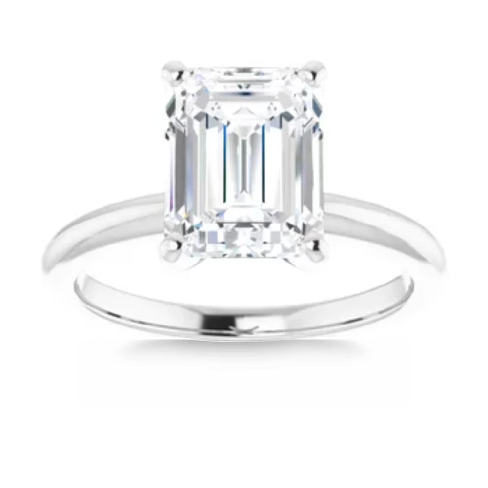 2.97Ct Platinum Lab Grown Emerald Cut Diamond Engagement Ring X25508