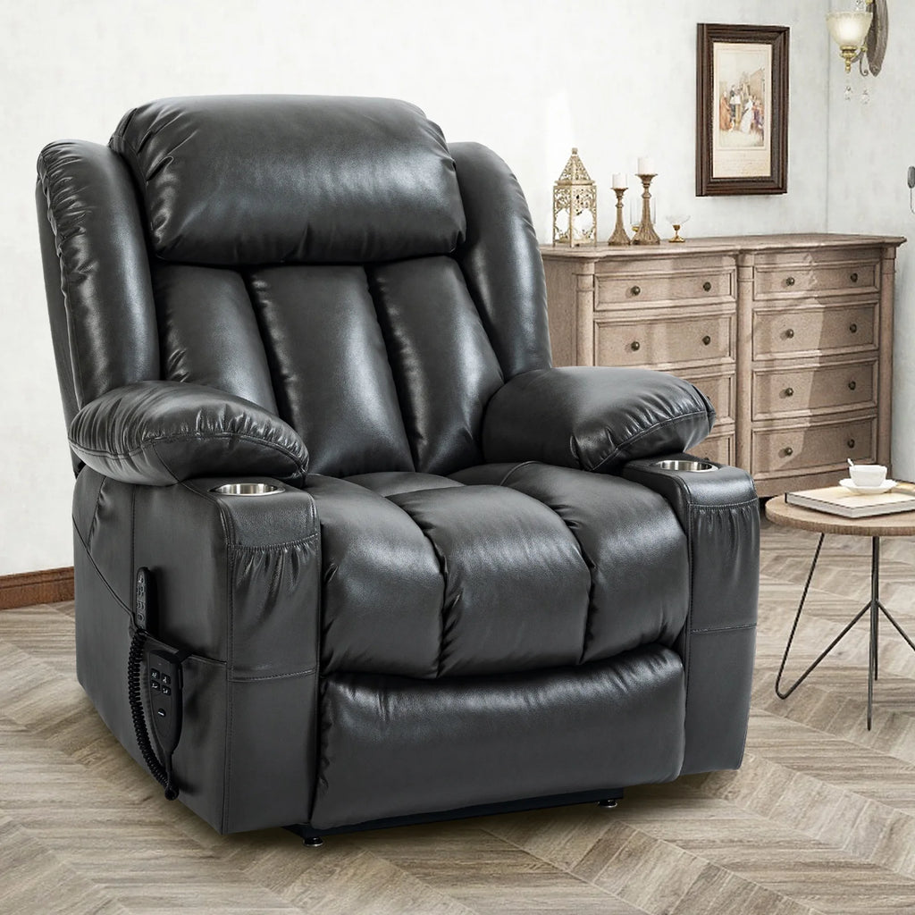 Gray Dual Motor Power Lift Recliner Chair with Massage I51943