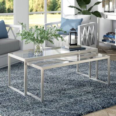 Sled 2 Piece Nesting Tables Satin Nickel K6769