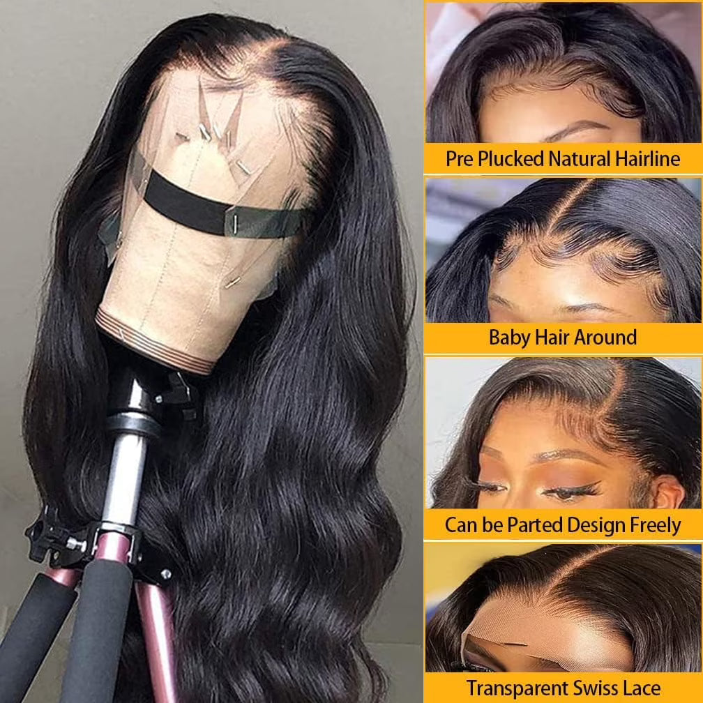13×4 HD Front Lace Body Wave Human Hair Wig 180% Density Natural Color 26 inch P33431