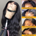13×4 HD Front Lace Body Wave Human Hair Wig 180% Density Natural Color 26 inch P33431