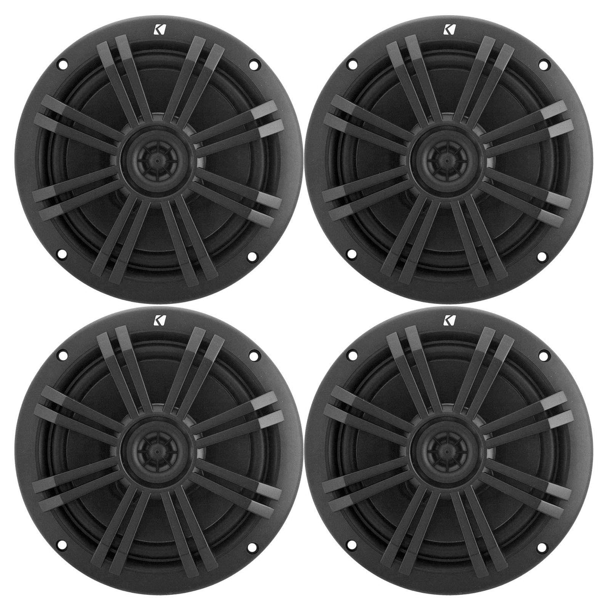 Black 6.5" 4 Ohm Coaxial Marine Speakers 4 Count K478