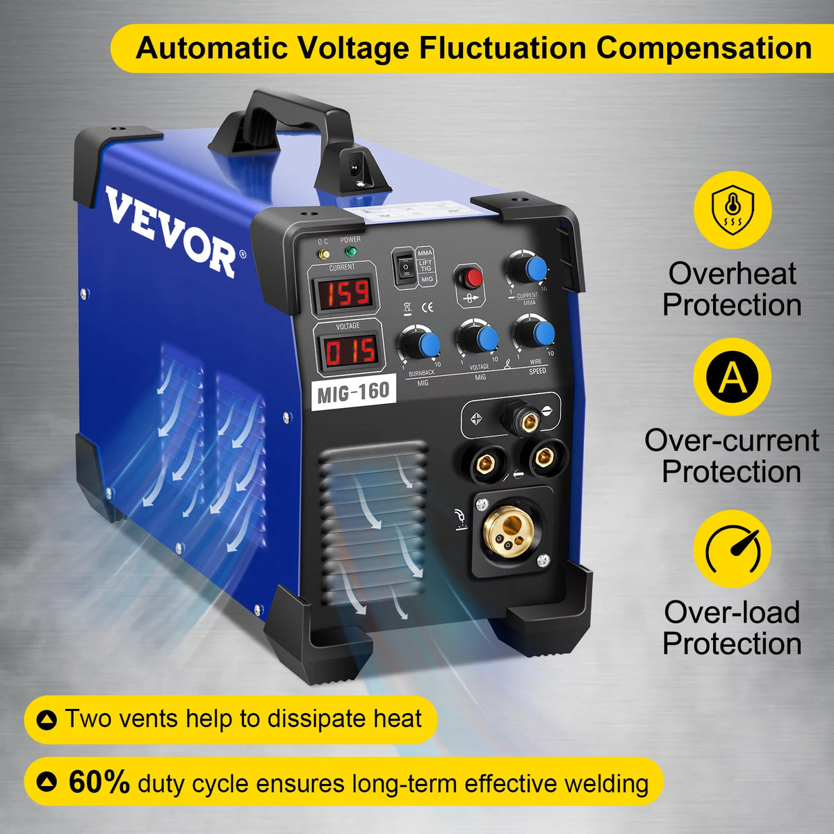 160 Amp 3 in 1 MIG TIG Arc Welder 110V/220V DC Welding Machine K655