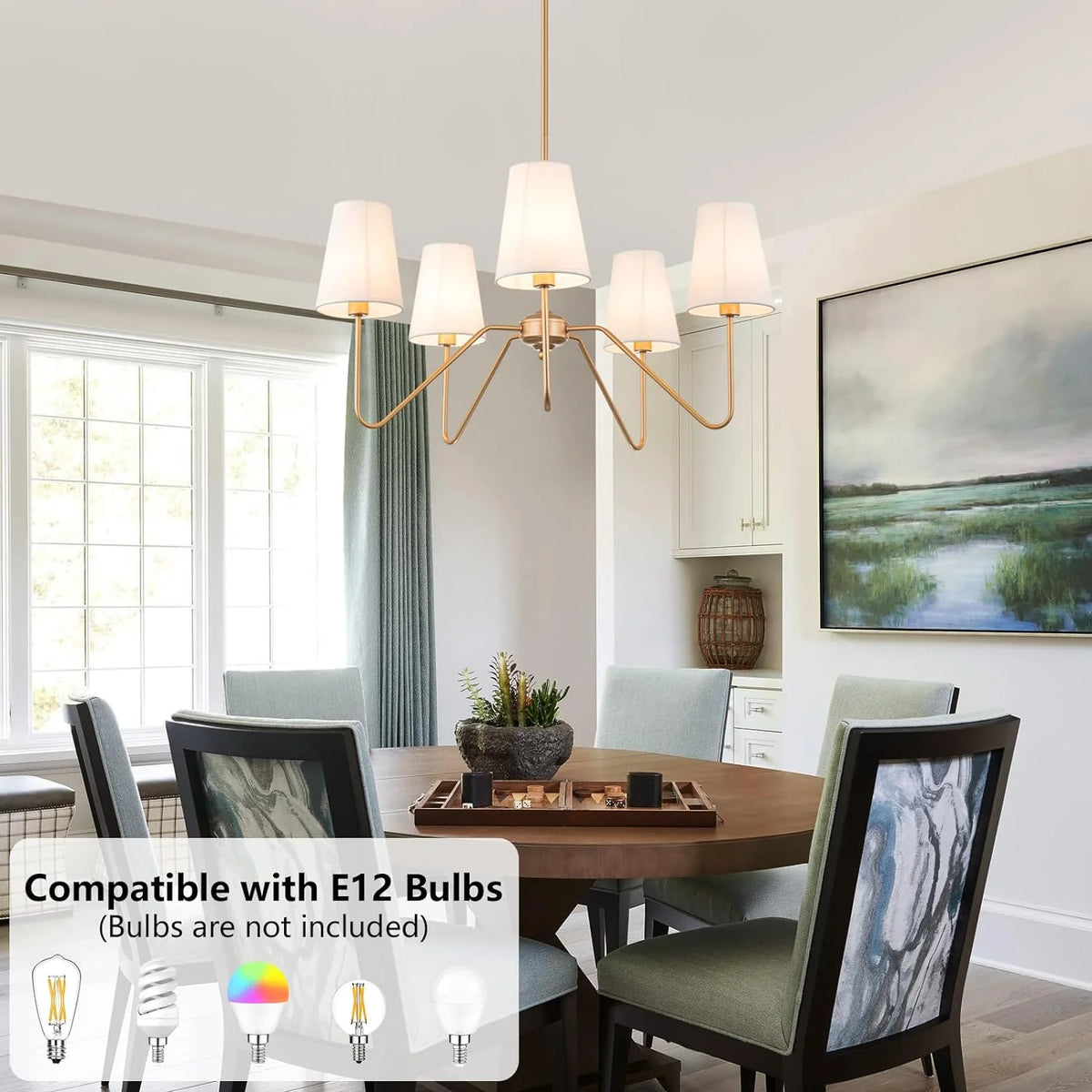 4-Light Kitchen Island Linear Pendant Light with Linen Shades Z520