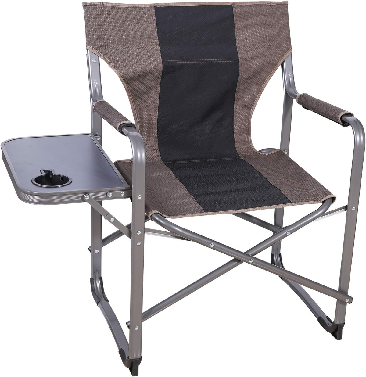 Brown Folding Camping Chairs with Side Table and Cup Holder J266