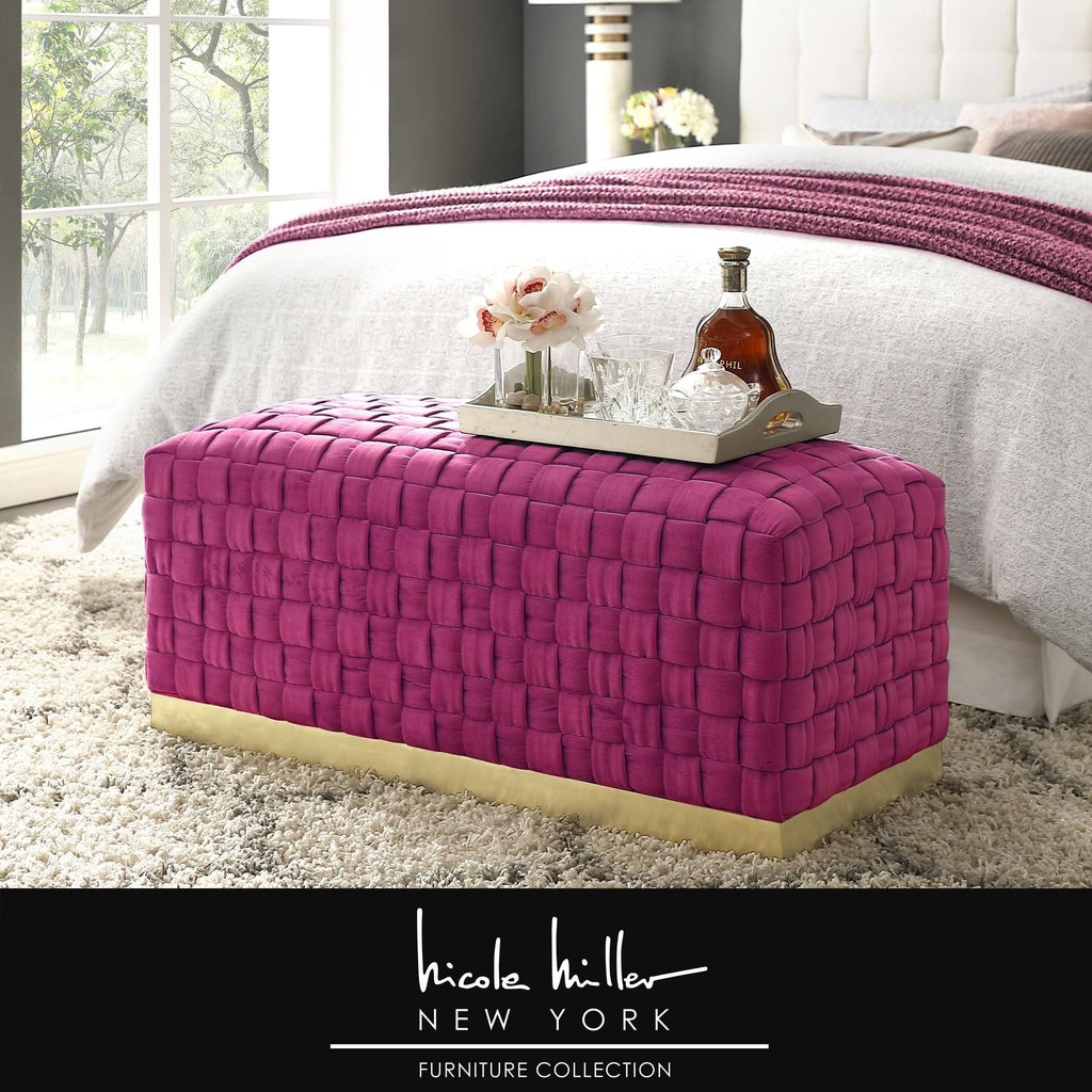 Lilac Gold Velvet Bench with Stainless Steel Base F53804