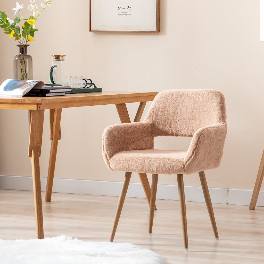Faux Fur Dining Chairs with Solid Steel Leg A5099