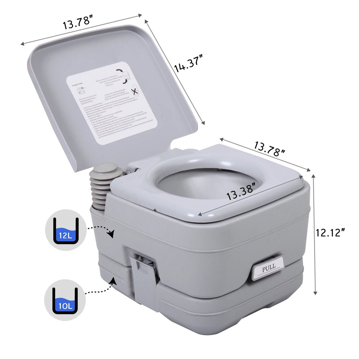 Lightweight 2.6 Gallon Flushable Camping Toilet S692333