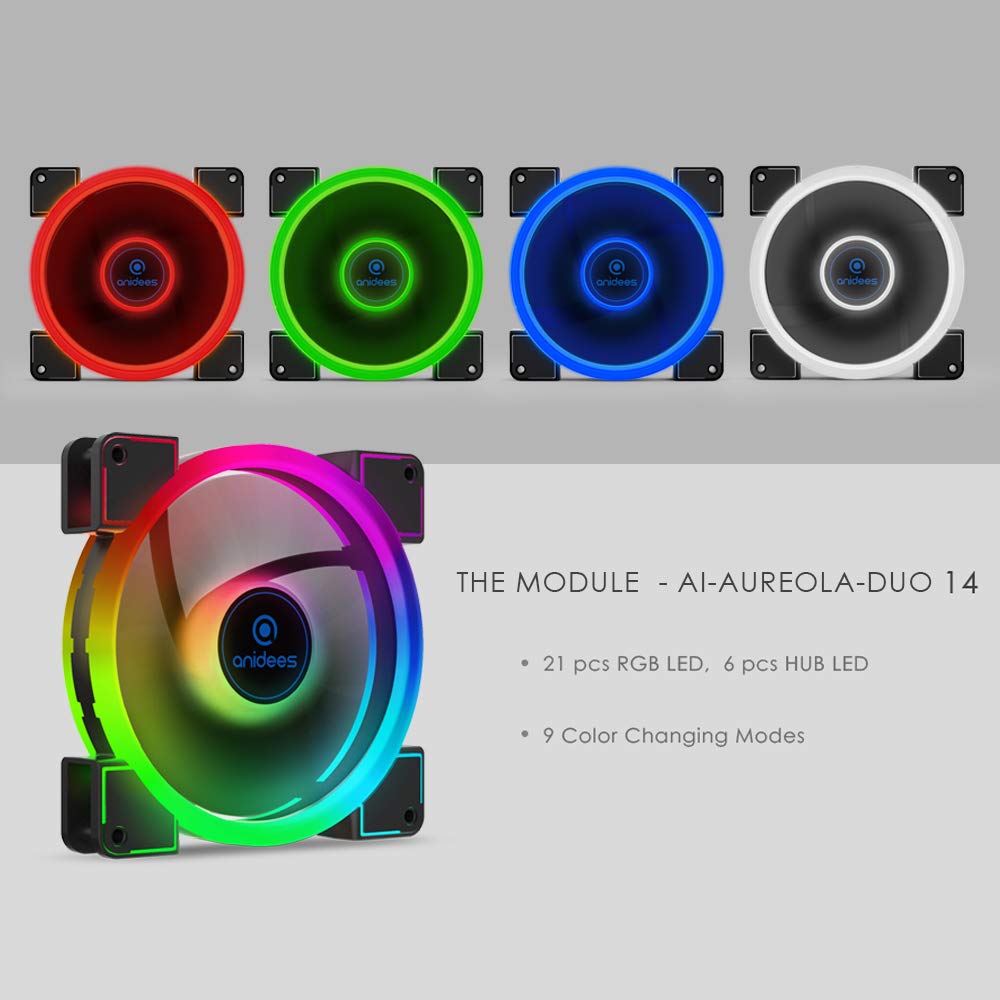 140mm 3pcs RGB PWM Dual Light Loop PC Case Fan O32615