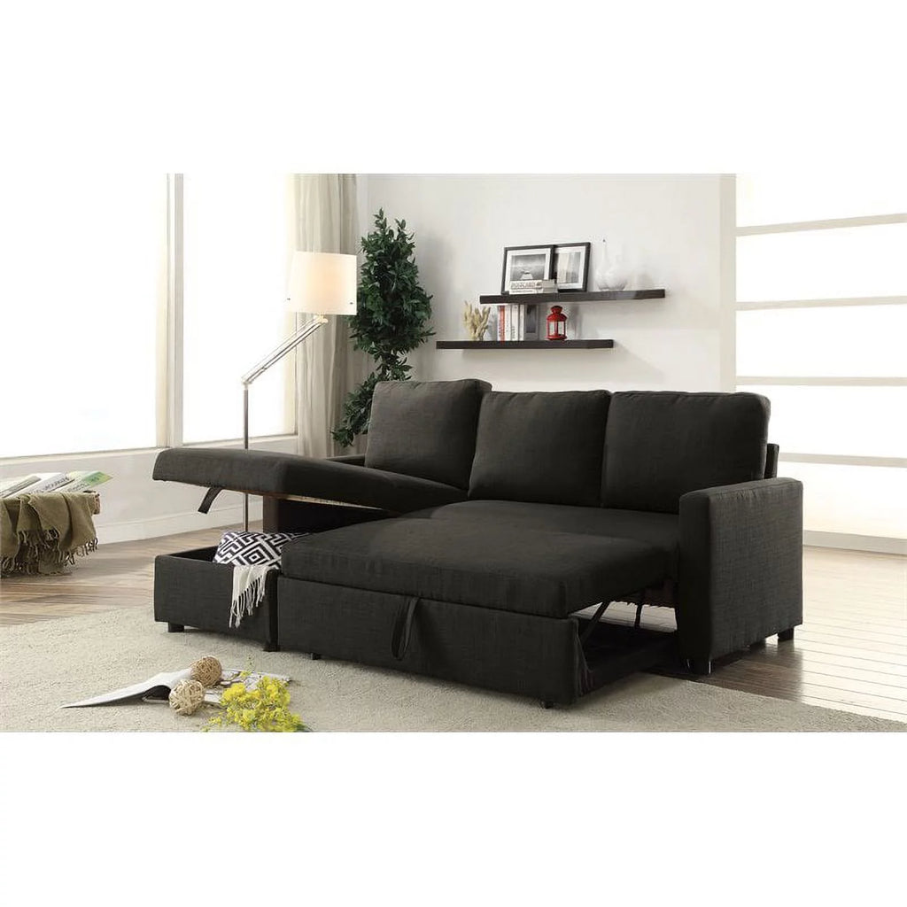 Charcoal Linen Sleeper Sectional Sofa X9383