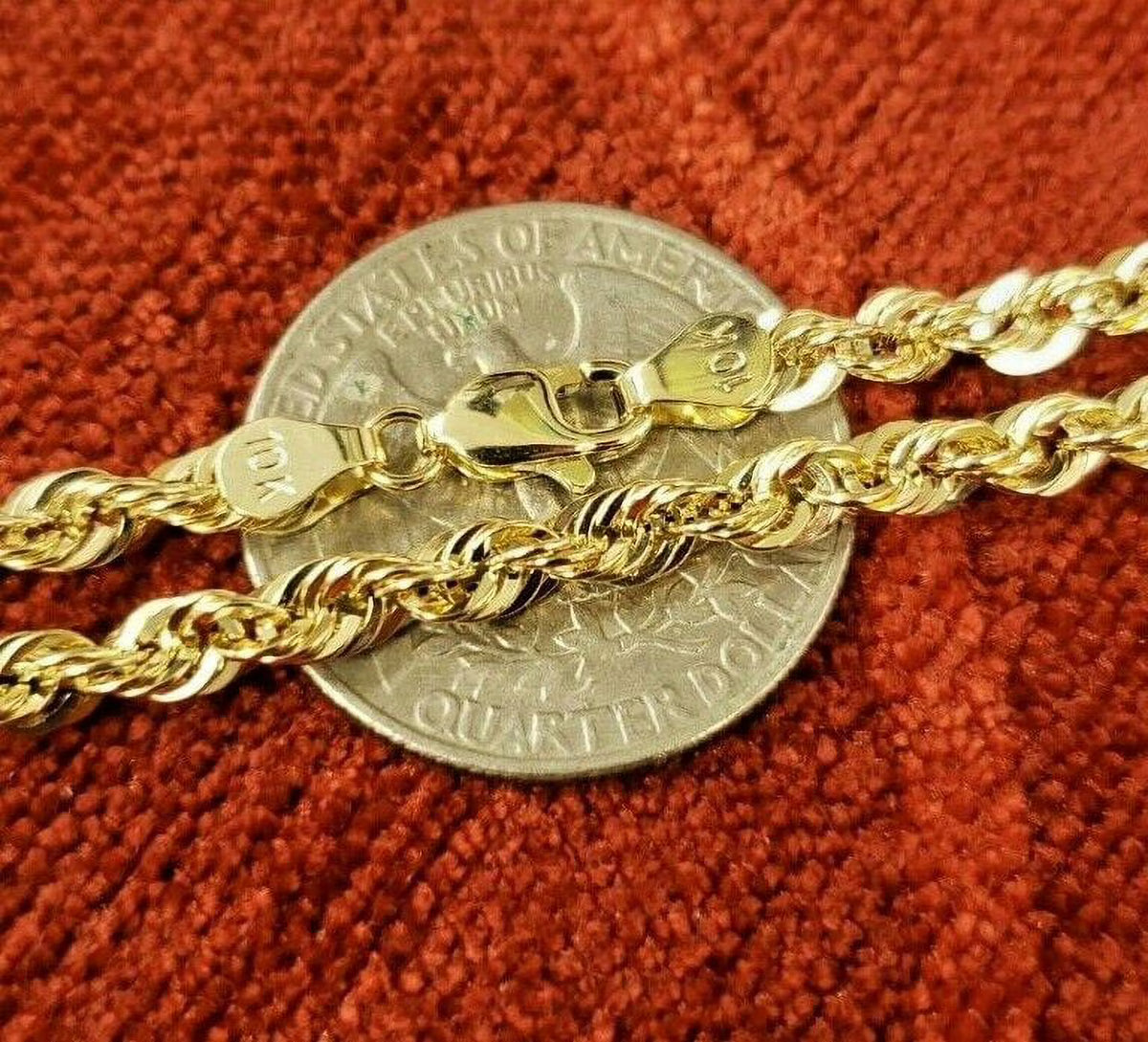 10K Solid Yellow Gold Rope Chain Necklace 16'' - 30" M370479
