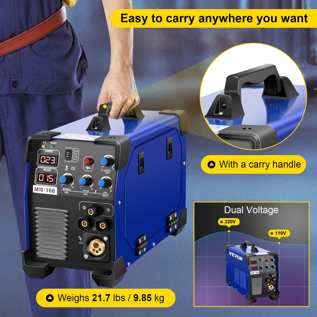 160 Amp 3 in 1 MIG TIG Arc Welder 110V/220V DC Welding Machine K655