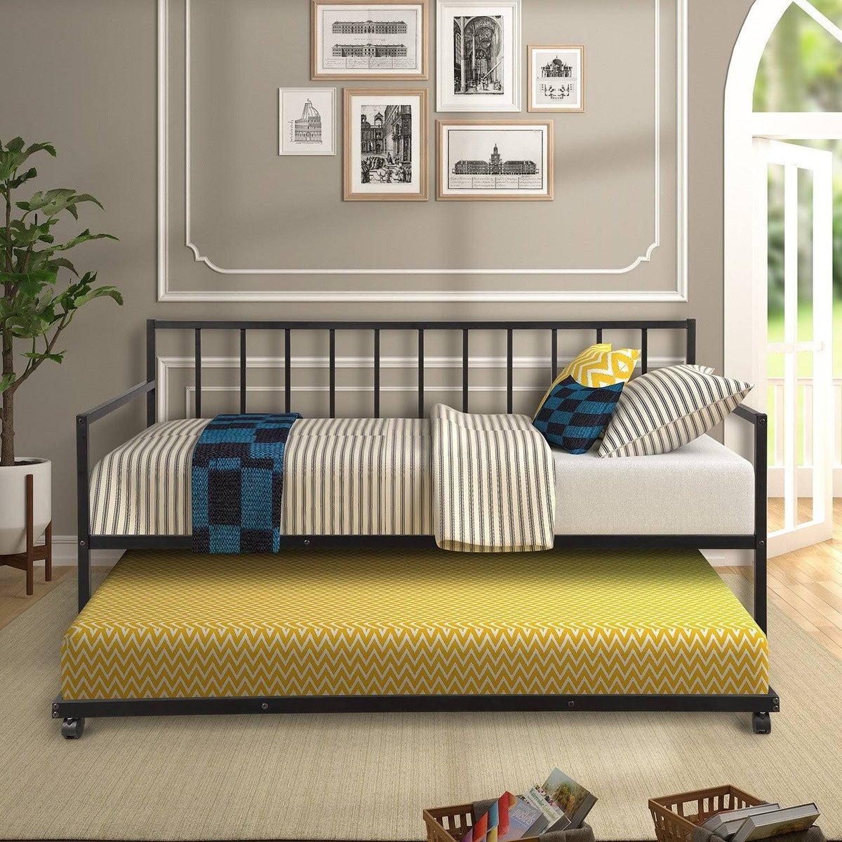 Twin-size Metal Daybed with Trundle N5556