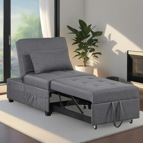 Dark Gray Convertible Sofa Bed with Pillow C88873