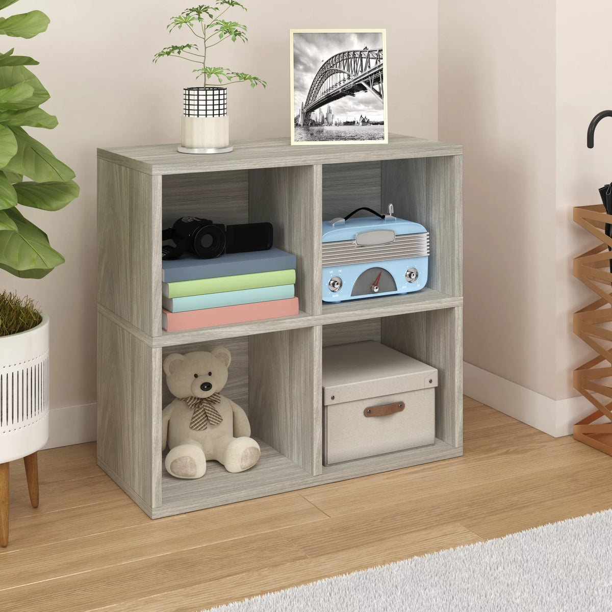 4 Cubby Bookcase Cube Shelf Organizer I4661