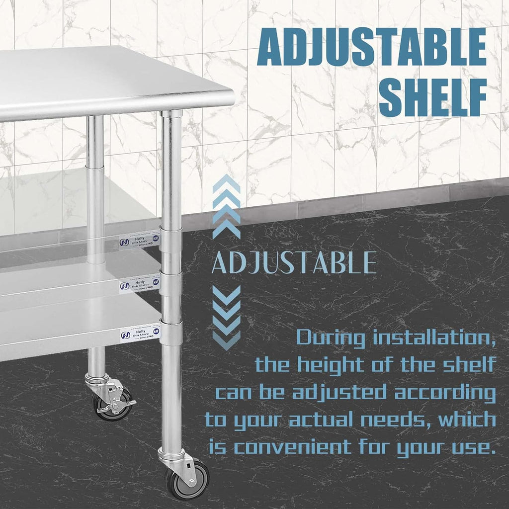 Stainless Steel Table 30 x 60 Inches with Caster Wheels R36181
