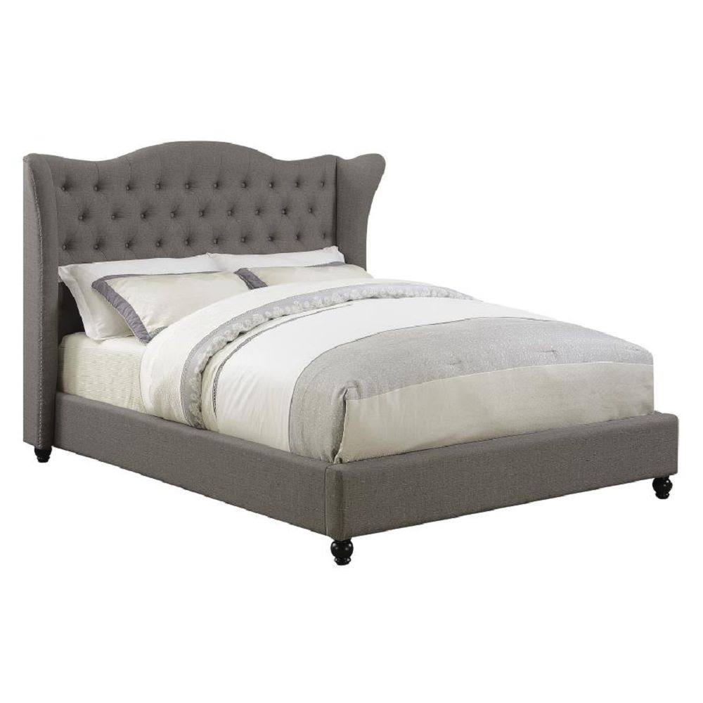 Queen Grey Upholstered Bed S3114
