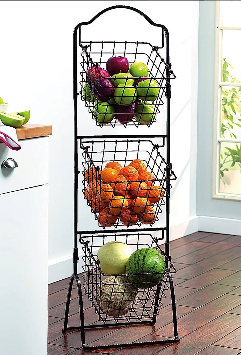 3-Tier Metal Market Basket Antique Black R533012