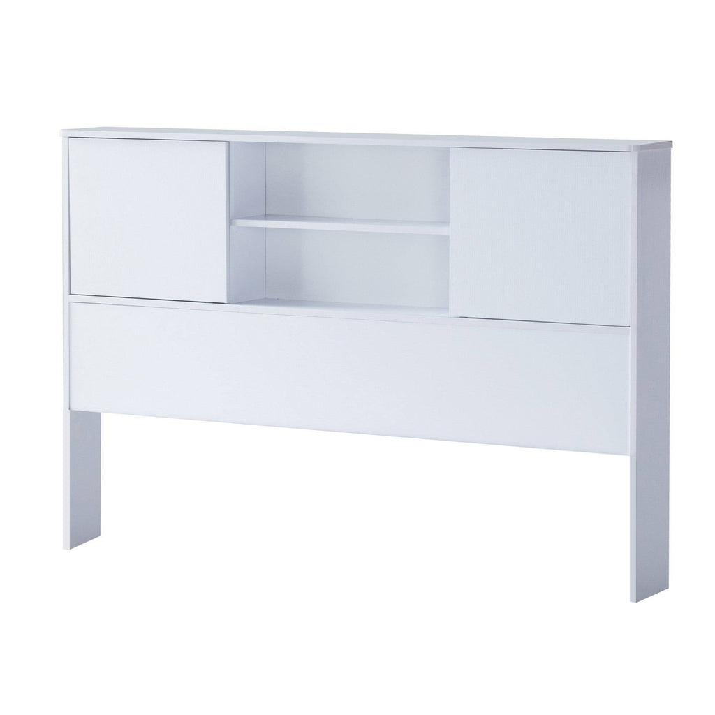 White Twin Bookcase Headboard with 2 Open Cubbies G531103