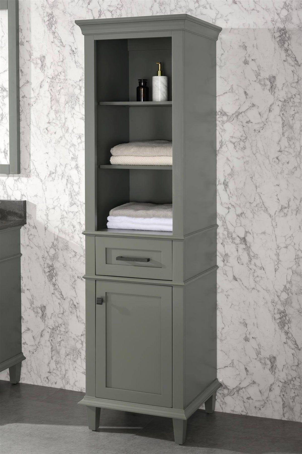 Pewter Green Linen Cabinet C7145