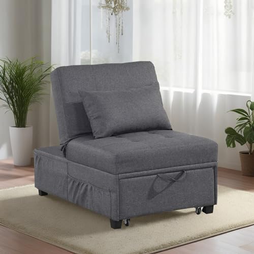 Dark Gray Convertible Sofa Bed with Pillow C88873