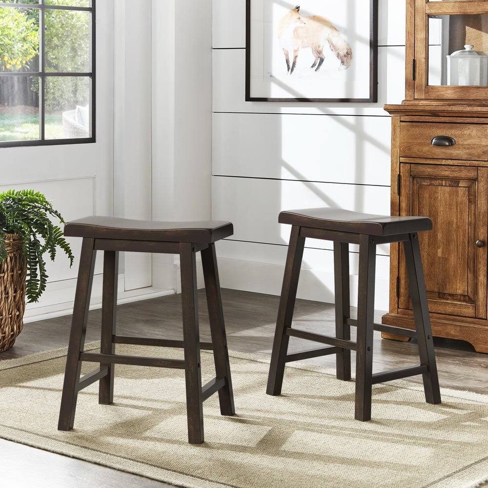 Berry Red Saddle Seat Counter Height Backless Stools Set of 2 Y731210