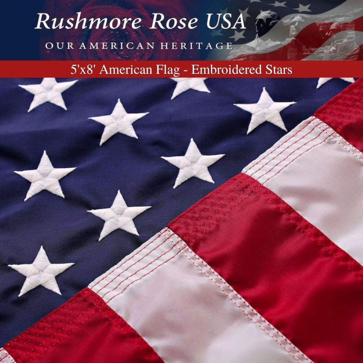 American Flag 5x8 ft Embroidered Stars and Stitched Stripes U76965
