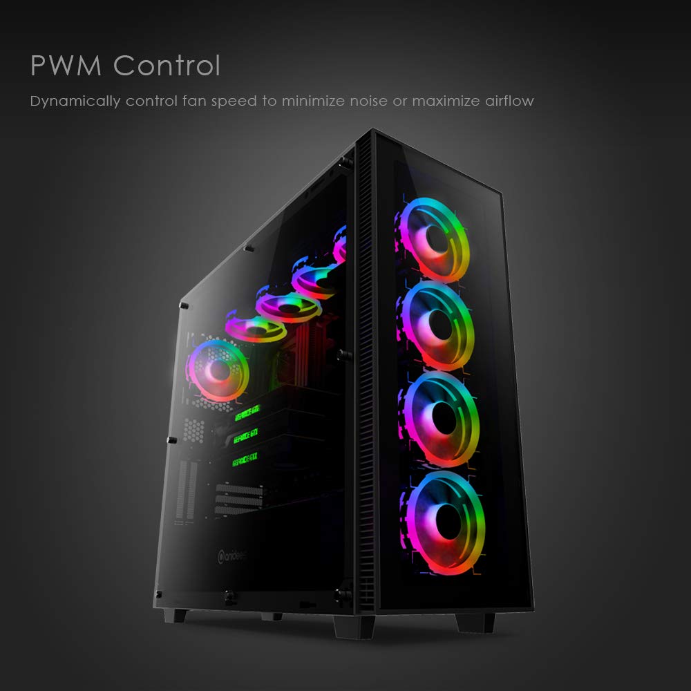 140mm 3pcs RGB PWM Dual Light Loop PC Case Fan O32615